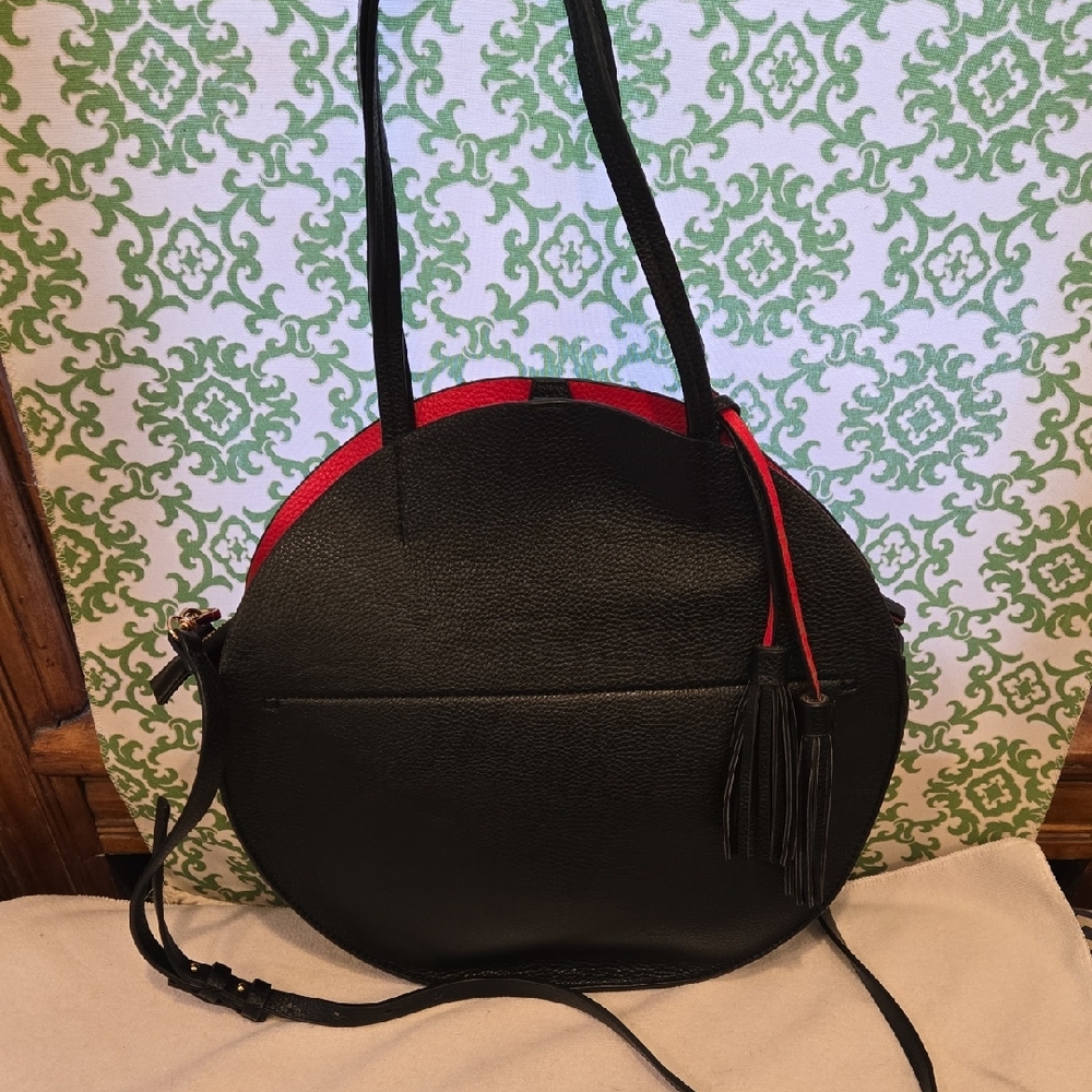 ​🖤 Chic REMI & REID Black & Crimson Circle Tote Set 🖤